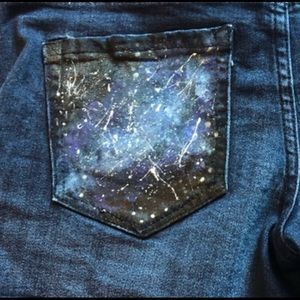 Hand painted denim shorts galaxy glow in  dark.